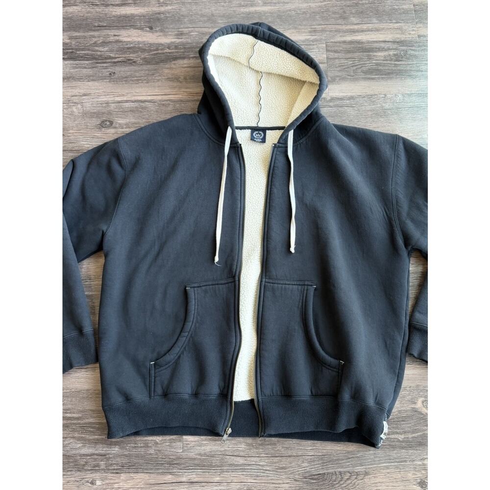 BAC Sherpa Lined Thick Heavyweight Full-Zip Hoodie Black Jackson Hole Wyoming